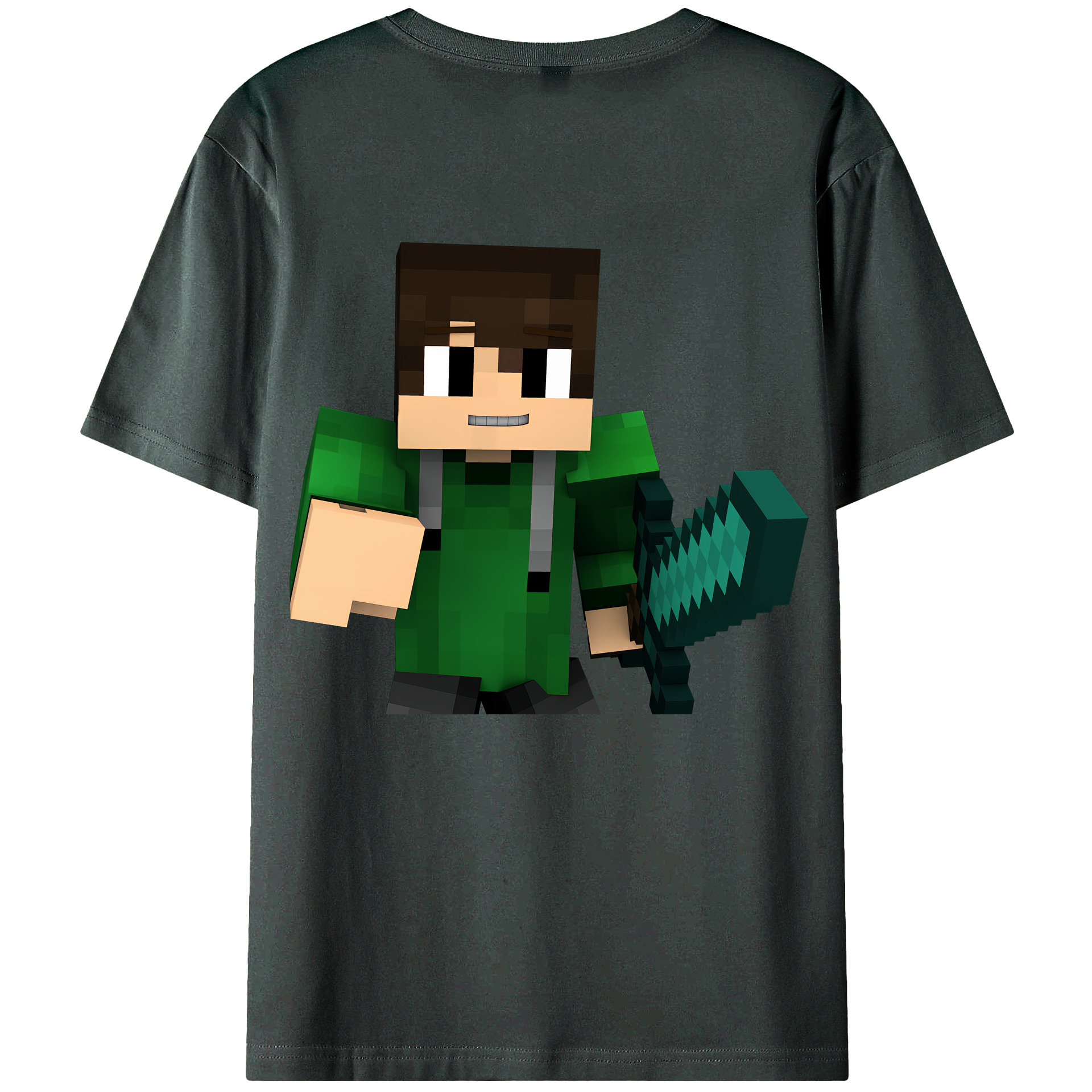（画像用） マインクラフト ブロックの世界 Minecraft MC Block world 綿100％ メンズ半袖Tシャツ（バックプリント） 通気性